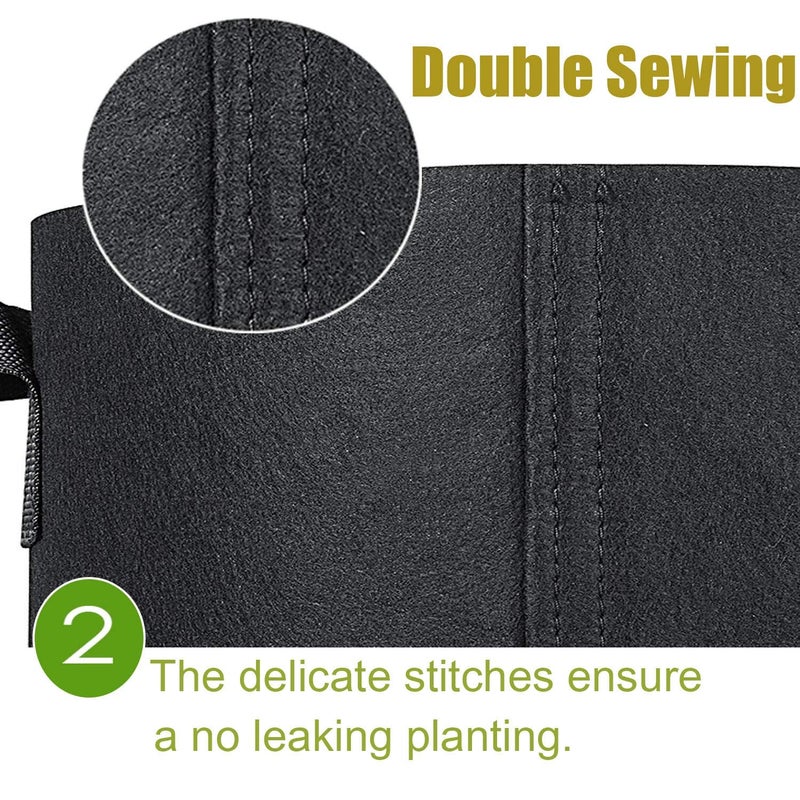 Cavisoo 10-Pack 3 Gallon Plant Grow Bags  Heavy Duty 300G Thickened Non-Woven Aeration Fabric Pots with Reinforced Handles - Image 4